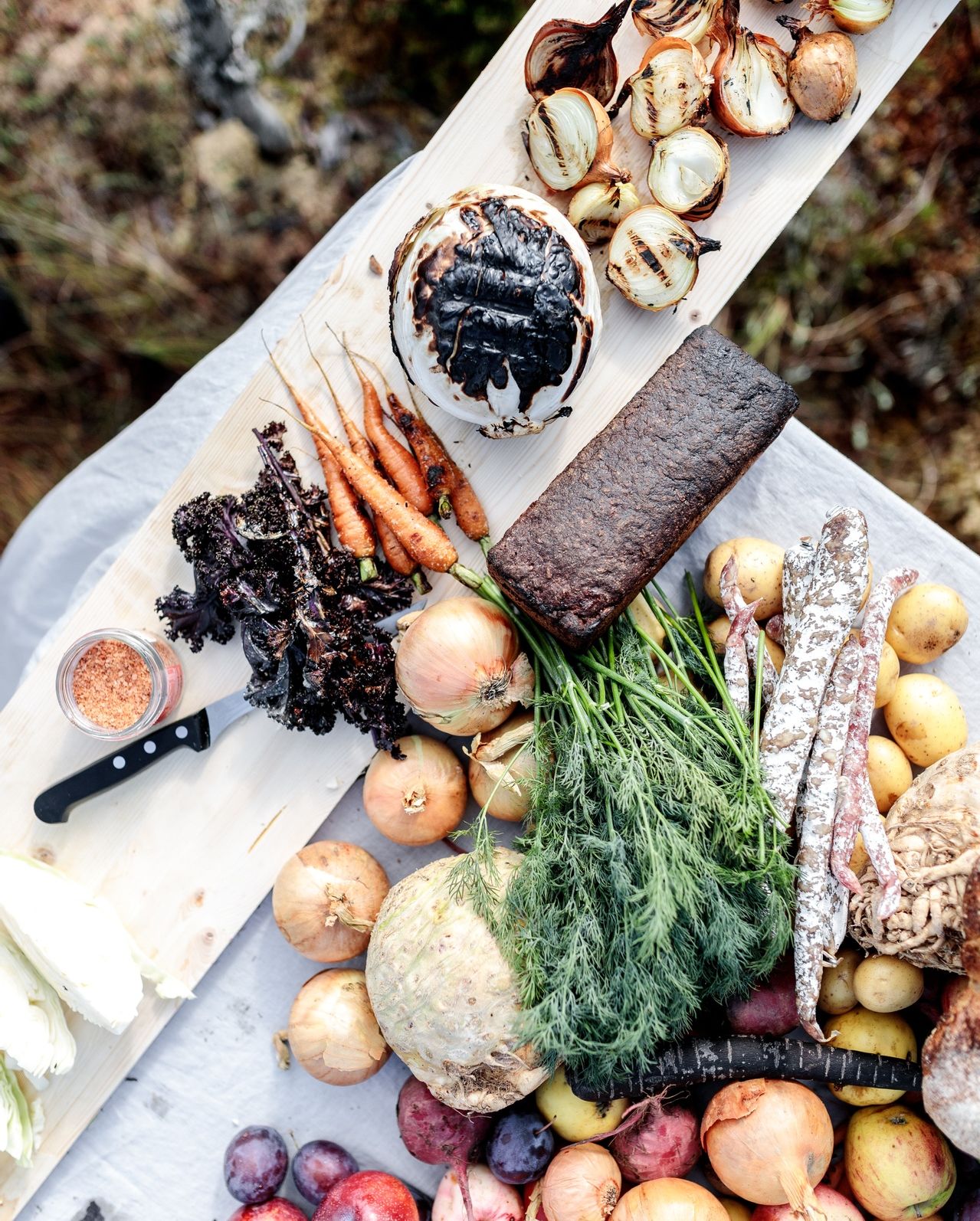 local food on the table in the bog