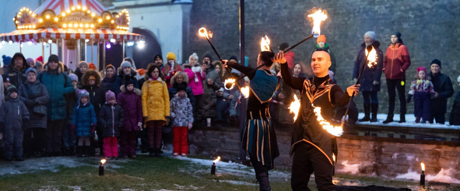 Fire shos at the Christmas Village in Narva